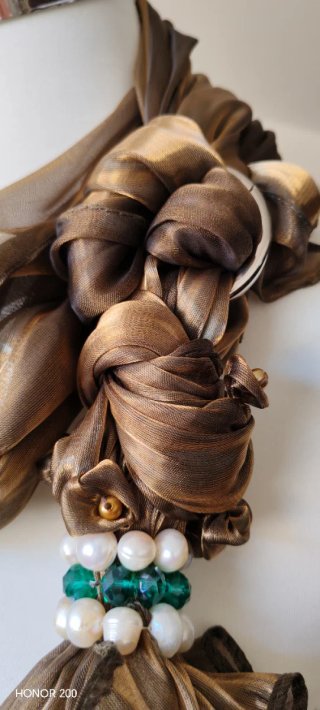 Foulard donna oro con perline