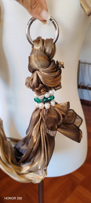 Foulard donna oro con perline