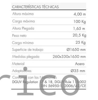 Elevador Telescópico Manual 4000 mm 100 kg Aire Acondicionado - 10603