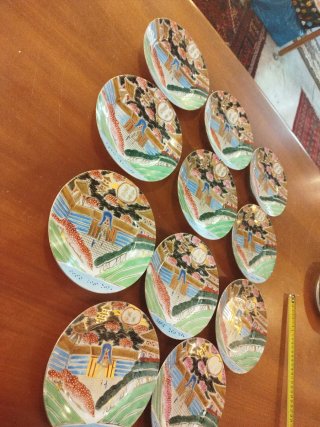 Set 11 Piatti Giapponesi Ceramica Decorati