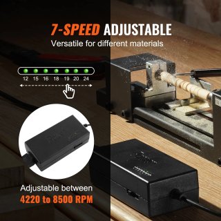 Mini Tornio per Legno Elettrico 96W 7 Velocità