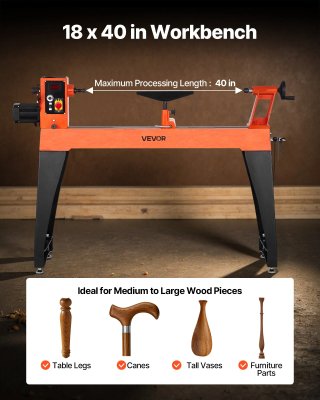 Tornio per Legno da Banco 1500W Giri Variabili