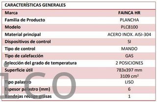 Plancha Gas Acero Laminado Serie 100 - PLC8100