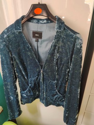 Chaqueta MNG Terciopelo Azul Talla S