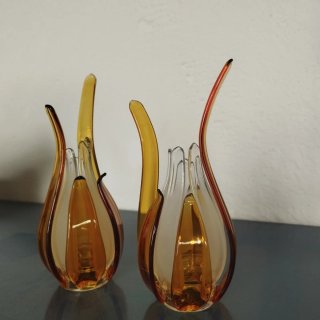 Pareja tulipas cristal naranja
