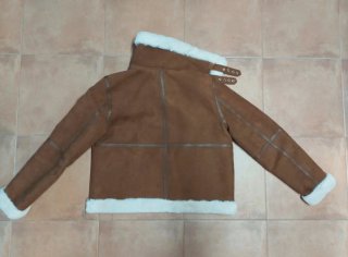 Cazadora aviador mujer marrón y blanco