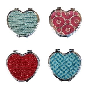 Set 12 Specchietti da Borsetta a Cuore Glitterati
