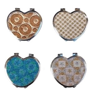 Set 12 Specchietti da Borsetta a Cuore Glitterati