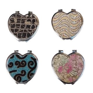 Set 12 Specchietti da Borsetta a Cuore Glitterati