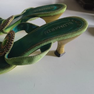 Sandali Blumarin camoscio verde strass