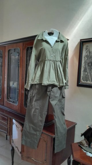 Completo Blusa e Pantaloni Cotone Verde