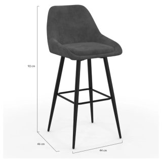 4 Taburetes Cocina Gris Tela y Metal