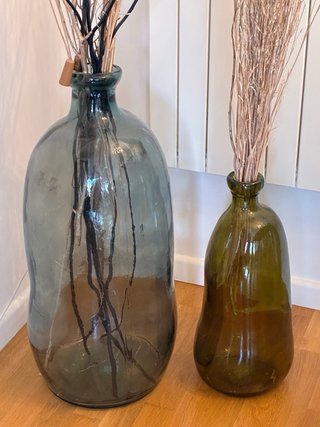 2 Botellas Decorativas Vidrio Marrón/Transparente