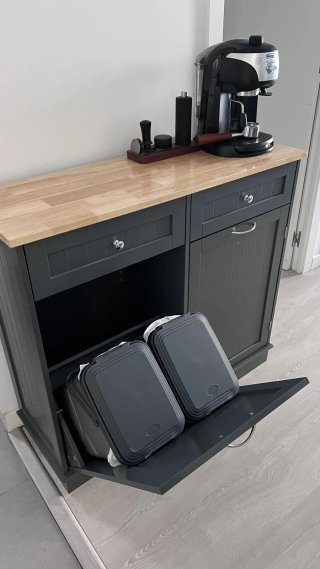 Mueble Auxiliar Cocina con Cubos Basura y Cajones