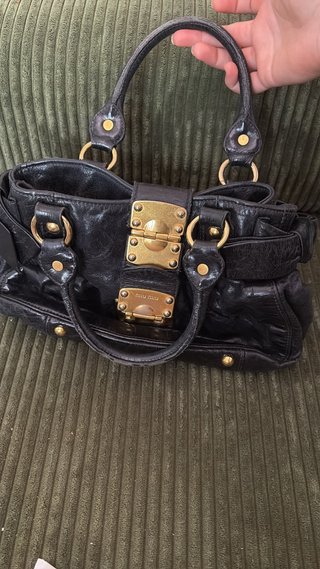 Bolso Marca Miu Miu Negro Piel Dorado