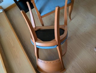 6 Sillas de Comedor Madera y Tela Azul
