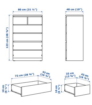 Cómoda y 2 mesitas de noche de madera