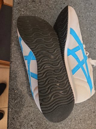 Tenis Asics blancos y azules
