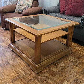 Mesas de centro madera y cristal con cajones