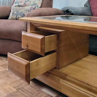 Mesas de centro madera y cristal con cajones