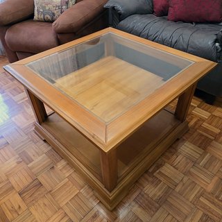 Mesas de centro madera y cristal con cajones