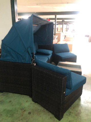 Conjunto Ratán Jardín Toldo Retráctil