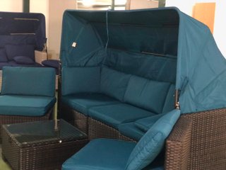 Conjunto Ratán Jardín Toldo Retráctil