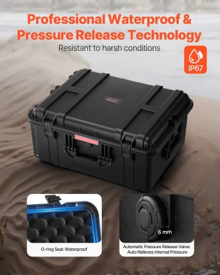 Custodia Impermeabile IP67 con Ruote Girevoli Nero
