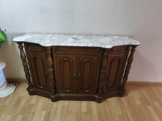 Mueble recibidor mármol y madera