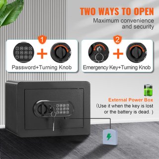 Cassaforte Domestica con Codici e Chiavi LED Nera