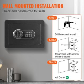 Cassaforte Domestica con Codici e Chiavi LED Nera