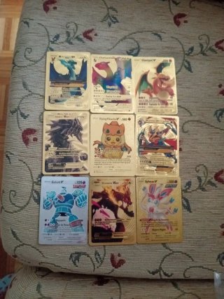 Lote 9 Cartas Pokémon Doradas (Réplicas