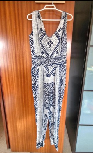 Mono estampado azul y blanco