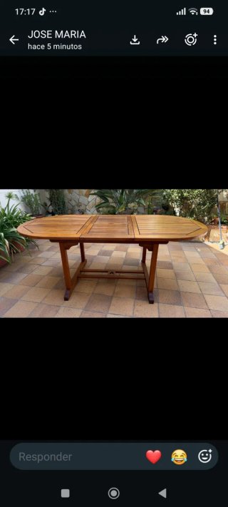 Mesa y 6 butacas de teca maciza para jardín