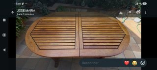 Mesa y 6 butacas de teca maciza para jardín