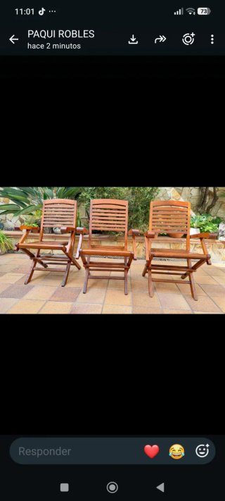 Mesa y 6 butacas de teca maciza para jardín