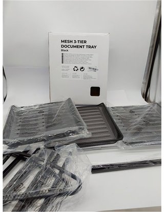 Detectalia Bandeja Organizador Escritorio y Documentos 3 Niveles Negro. Folios A4 - Cajonera Escritorio LE FALTAN LOS TORNILLOS