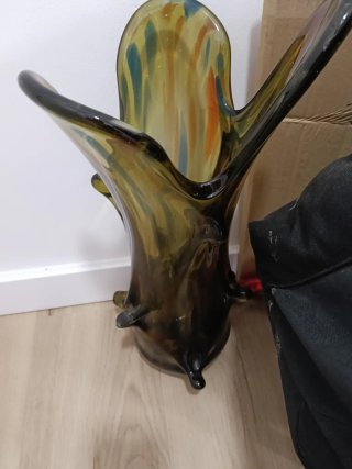 Jarrón vintage cristal multicolor
