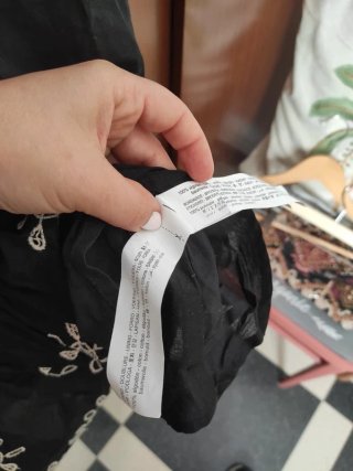 Vestido largo negro bordado ZARA algodón verano