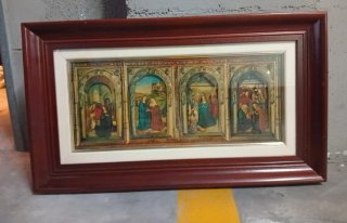 Cuadro tríptico religioso antiguo