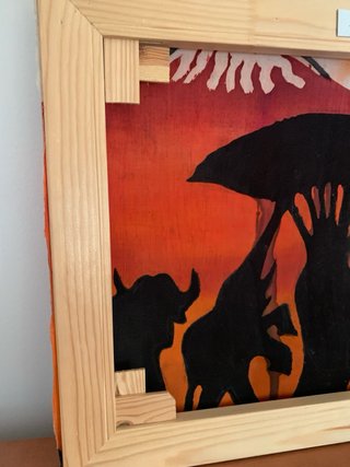 Quadro Savana com Animais e Montanha