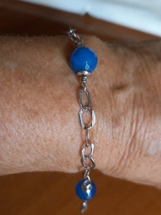 Braccialetto Argento 925 Pietre Dure Blu