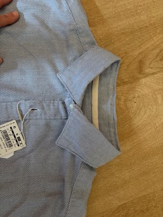 Camisa de algodón azul y blanco