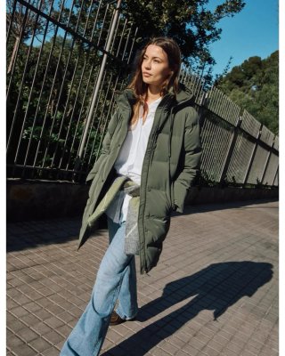 Anorak semilargo engomado khaki