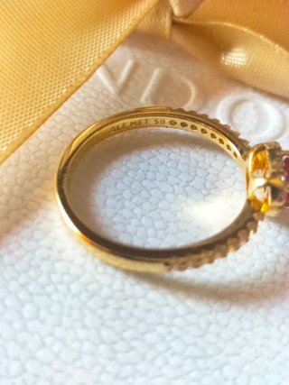 Anillo Pandora Corazón Rojo Oro