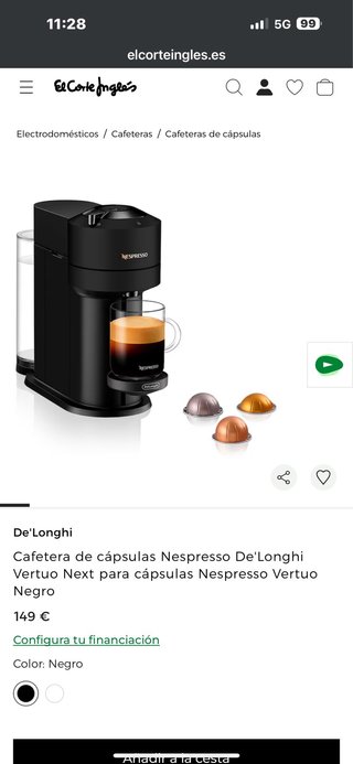 Cafetera Nespresso De'Longhi Vertuo Next