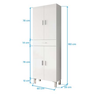 Mueble Auxiliar Baño Blanco Brillo 60x182x30cm