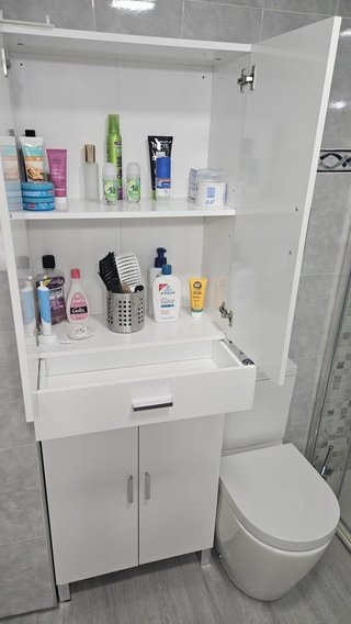 Mueble Auxiliar Baño Blanco Brillo 60x182x30cm