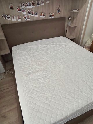 Letto matrimoniale beige/marrone