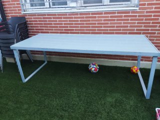 Mesa de terraza cristal y metal